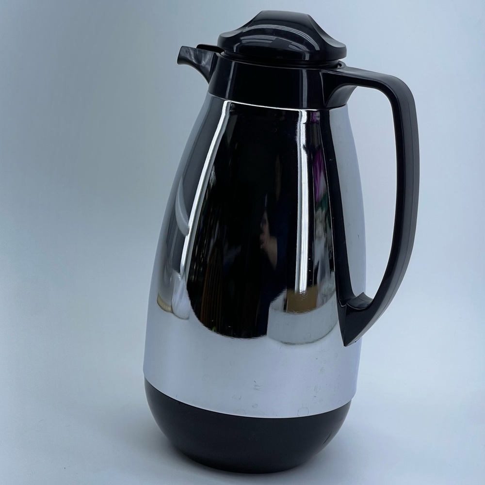 Vintage WMF Vacuum Jug Retro Chrome Black Hot Cold Carafe Thermos MSM Japan